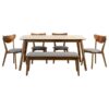 Everett 6-piece Rectangular Dining Table Set Natural Walnut