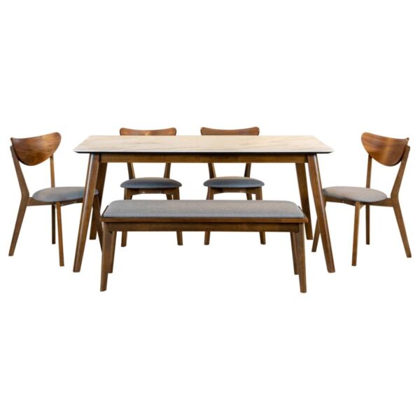 Everett 6-piece Rectangular Dining Table Set Natural Walnut