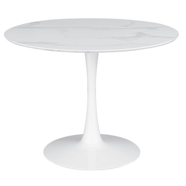 Arkell Round 40-inch Faux Marble Top Dining Table White