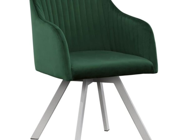 Arika Velvet Upholstered Swivel Dining Arm Chair Green