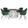 Veena 5-piece Round Glass Top Dining Table Set Chrome