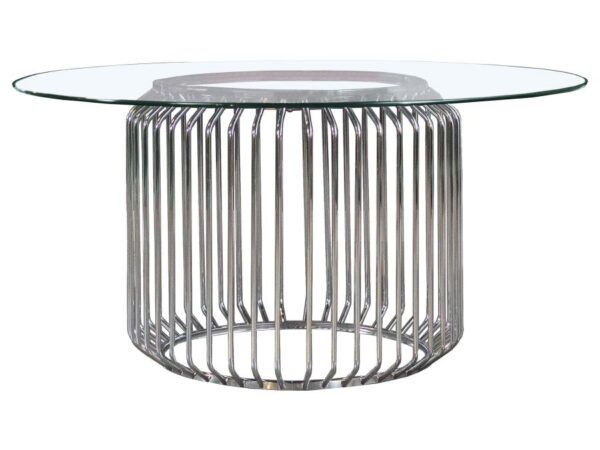 Veena Round 60-inch Glass Top Metal Dining Table Chrome