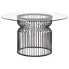 Granvia Round 54-inch Glass Top Metal Dining Table Gunmetal