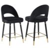 Lindsey Velvet Upholstered Counter Chair Black (Set of 2)