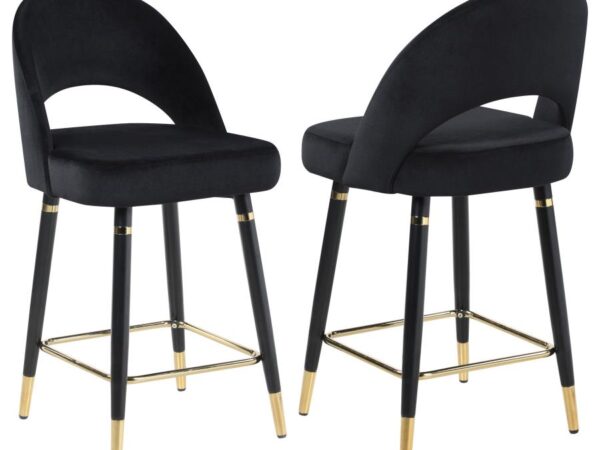 Lindsey Velvet Upholstered Counter Chair Black (Set of 2)