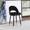 Lindsey Velvet Upholstered Counter Chair Black (Set of 2)