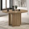 Adina 53-inch Round Wood Dining Table Distressed Light Brown