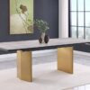 Vesa 97-inch Glass Top Extension Dining Table Beige