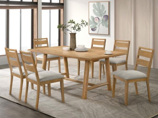 Duncan 7-piece Rectangular Wood Dining Table Set Washed Oak