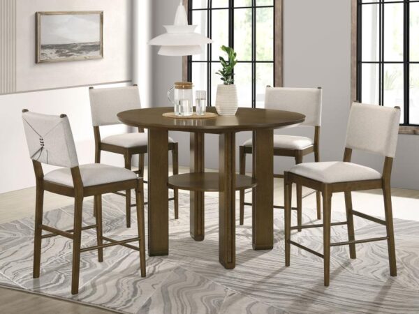 Ottowa 5-piece Round Counter Height Dining Room Set Brown