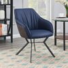 Mayer Upholstered Dining Arm Chair Blue and Brown (Set of 2)