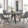 Neil 5-piece Round Dining Table Set Concrete Gunmetal