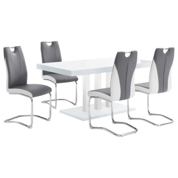 Brooklyn 5-piece Rectangular Dining Set White High Gloss