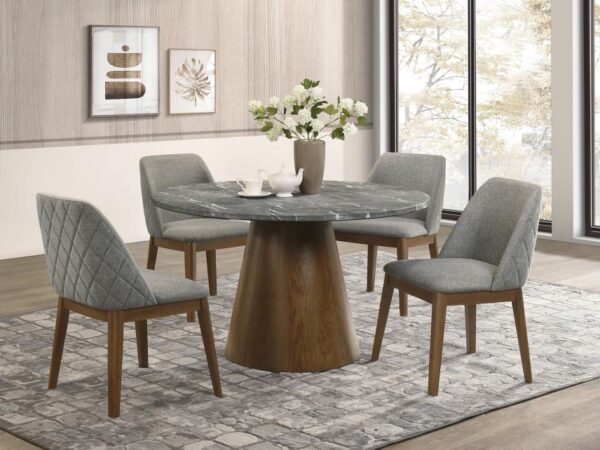 Franklin 5-piece Round Dining Table Set Grey and Dark Oak