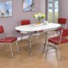 Retro Oval 60-inch Wood Top Dining Table White and Chrome