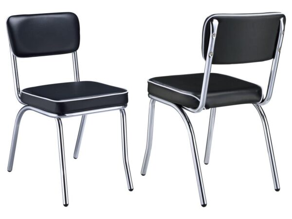 Retro Upholstered Dining Side Chair Black (Set of 2)