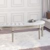 Evangeline Curved Fabric Upholstered Bench Silver Oak