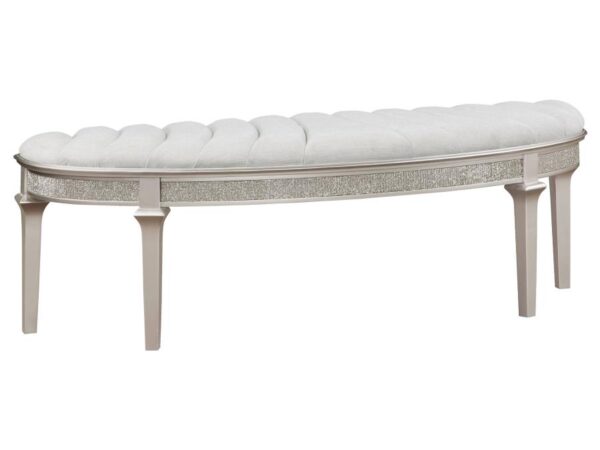 Evangeline Curved Fabric Upholstered Bench Silver Oak