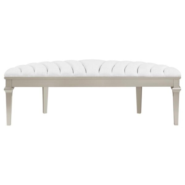 Evangeline Curved Fabric Upholstered Bench Silver Oak