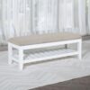 Bexhill Upholstered Rectangular Bench with Shelf White