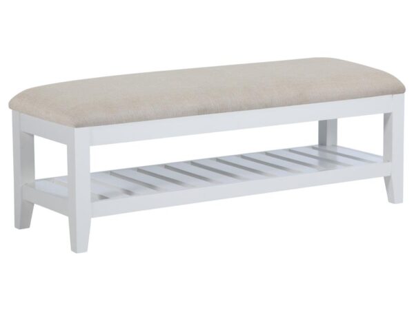 Bexhill Upholstered Rectangular Bench with Shelf White