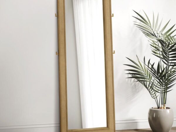 Arini Cane Weave Full Length Standing Floor Mirror Sand Wash