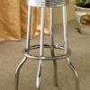 Retro Upholstered Metal Swivel Bar Stool Red (Set of 2)