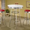 Retro Upholstered Metal Swivel Bar Stool Red (Set of 2)