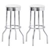 Retro Upholstered Metal Swivel Bar Stool White (Set of 2)