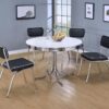 Retro Round 42-inch Wood Top Dining Table White and Chrome
