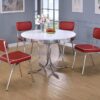 Retro Round 42-inch Wood Top Dining Table White and Chrome