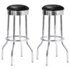 Retro Upholstered Metal Swivel Bar Stool Black (Set of 2)