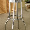 Retro Upholstered Metal Swivel Bar Stool Black (Set of 2)