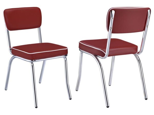 Retro Upholstered Dining Side Chair Red (Set of 2)