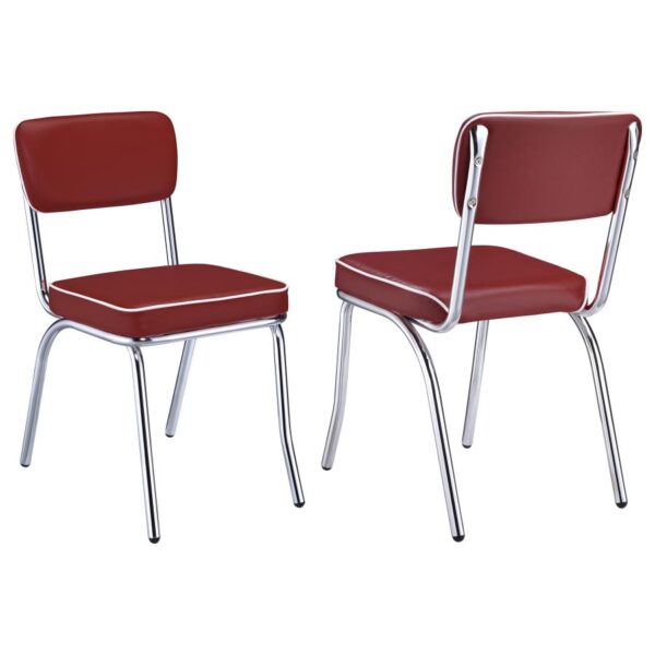 Retro Upholstered Dining Side Chair Red (Set of 2)