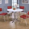 Retro Upholstered Dining Side Chair Red (Set of 2)