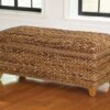 Laughton Hand-Woven Banana Leaf Storage Bench Amber