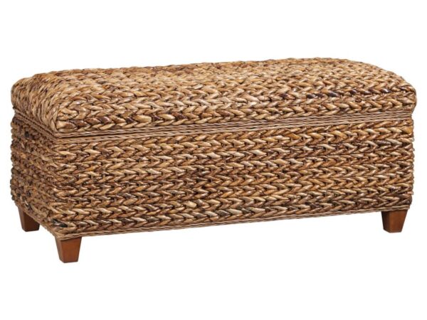 Laughton Hand-Woven Banana Leaf Storage Bench Amber