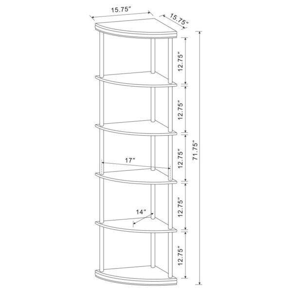 Bonwick 72-inch 5-shelf Corner Bookshelf Cappuccino