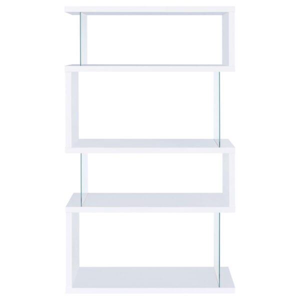 Emelle 63-inch 4-shelf Glass Panel Bookshelf White
