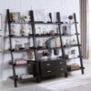 Colella 3-piece Storage Ladder Bookshelf Set Cappuccino