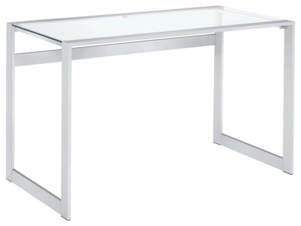 Hartford 47-inch Glass Top Writing Desk Chrome