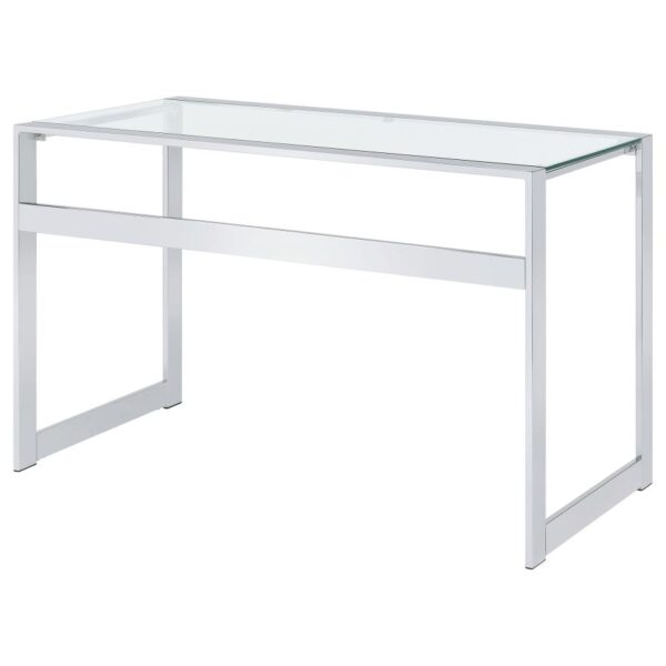 Hartford 47-inch Glass Top Writing Desk Chrome