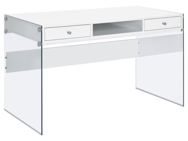 Dobrev 48-inch 2-drawer Writing Desk White High Gloss