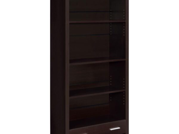 Skylar 71-inch 5-shelf Bookcase with Drawer Cappuccino