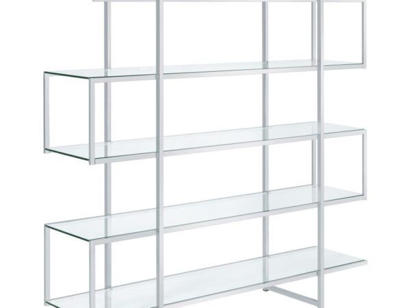 Elmer 63-inch 5-shelf Bookshelf Clear and Chrome