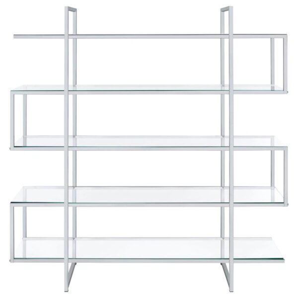 Elmer 63-inch 5-shelf Bookshelf Clear and Chrome