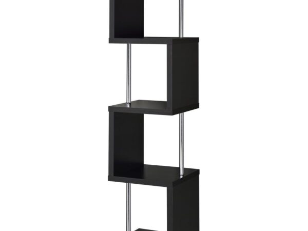 Baxter 67-inch 4-shelf Bookshelf Black and Chrome