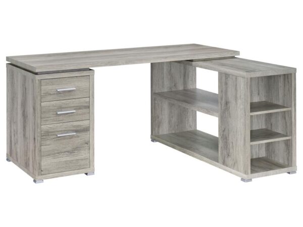 Yvette 60-inch 3-drawer L-Shape Computer Desk Grey Driftwood