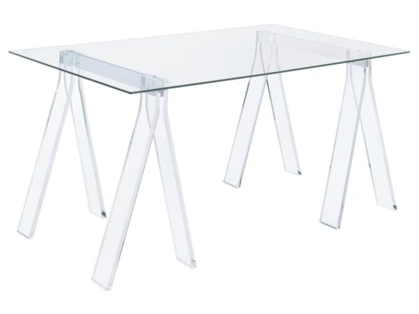 Amaturo 59-inch Glass Top Acrylic Writing Desk Clear